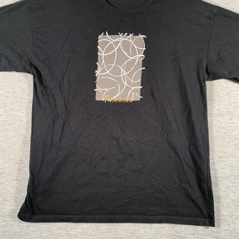 Marimekko Shirt Mens Medium Black Abstract Graphic Made Finland Tee Cotton - Picture 3 of 14